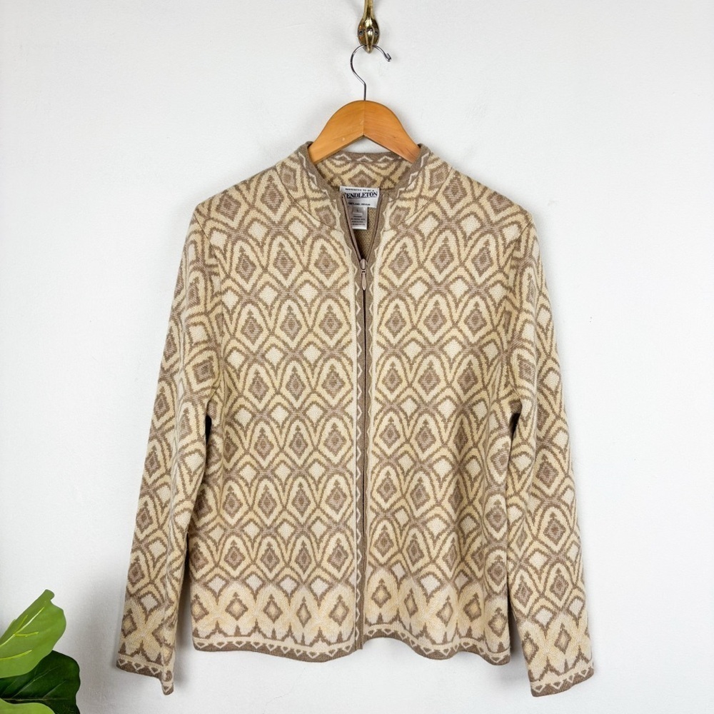 Pendleton Women’s 100% Merino Wool Zip Up Cardigan Sz L